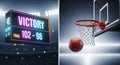 Basketball Victory: Scoreboard and Net Royalty Free Stock Photo