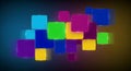 Abstract arrangement of glowing rectangular blocks in vibrant neon colors on a dark background Royalty Free Stock Photo