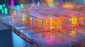 dynamic composition of transparent layers and glowing circuits