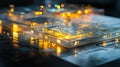 dynamic composition of transparent layers and glowing circuits