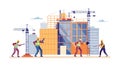 Dynamic Construction Site with Cranes and Workers, vector design Generative AI Royalty Free Stock Photo