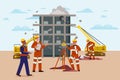 Dynamic Construction Site Illustration With Workers Working On A New Project Royalty Free Stock Photo