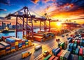 Dynamic Container Terminal A Thriving Hub of Global Trade and Logistics Captured from Above