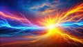 Dynamic convergence of fiery and icy energy streams in a dramatic celestial display. Generative AI Royalty Free Stock Photo