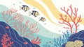 Dynamic coral reef ecosystem, bustling with small tropical fish, vector design Generative AI Royalty Free Stock Photo