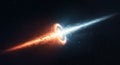 Dynamic Cosmic Explosion with Bright Fireball and Blue Ionizing Jet in Deep Space Royalty Free Stock Photo