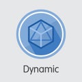 Dynamic Crypto Currency Coin. Vector Logo of DYN.