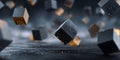Dynamic Cube Abstract 3D Rendering of Floating Geometric Shapes Royalty Free Stock Photo
