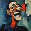 Dynamic Cubism Painting Laughing Man By George Rouault