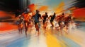 Dynamic Cyclists in Abstract Motion - Artistic Blurred Movement