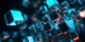 A dynamic 3D abstract background with an intricate array of luminous cubes, smoothly shifting
