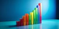Dynamic 3D Bar Graph Visualization A Vibrant Data Representation on a Blue Background Ideal for Data Storytelling and