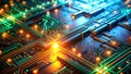 Dynamic 3D Circuit Board Background with Vibrant Server Code A Futuristic Abstract Illustration for Technology Royalty Free Stock Photo