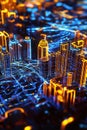 A dynamic 3D city map highlighting energy grids and geospatial links.