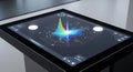 Dynamic 3D data visualization on modern touchscreen interface showing growth trends Royalty Free Stock Photo