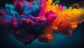 Chromatic Eruption: A burst of colors in a 3D composition