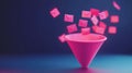dynamic 3D funnel channels flow of emails, converting them into organized data