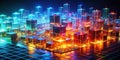 Dynamic 3D Heatmap Visualizes Data Trends with Glowing Cubes on a Futuristic Grid Interactive Analytics Dashboard