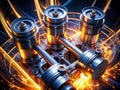 Dynamic 3D Illustration Capturing the Power and Precision of Engine Pitons and Energy Trails from a Drones Perspective Royalty Free Stock Photo