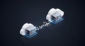 Secure Cloud Data Transfer: 3D Isometric Servers Connecting for Digital Storage Solutions. Royalty Free Stock Photo