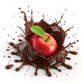 3D explosion of chocolate with red apple fruit Royalty Free Stock Photo