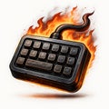 Keyboard on Fire with Dark Metallic Texture computer Royalty Free Stock Photo