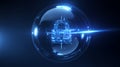 Digital Lock Sphere Global Protection. Cryptographic Key Access Control, System Defense Visualization, 3D Render 4K. Royalty Free Stock Photo