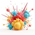 Vibrant Color Explosion: Abstract 3D Render of Colorful Paint Splashes Royalty Free Stock Photo