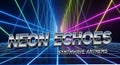 Neon Echoes Synthwave Anthems chrome title design Royalty Free Stock Photo