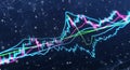 Futuristic stock market data visualization with glowing neon trading graphs and financial analytics on dark space background Royalty Free Stock Photo