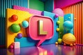 Dynamic 3D Speech Bubble with Bold L Letter A Modern Visual for Captivating Digital Marketing Campaigns and Creative Royalty Free Stock Photo