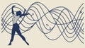 Dynamic Dancer Silhouette with Abstract Wavy Lines Vector Art, vector design Generative AI Royalty Free Stock Photo