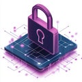 Dynamic Data Breach Prevention: Secure Lock on Computer Representing Cybersecurity, Data Protection, and Digital Safety Royalty Free Stock Photo