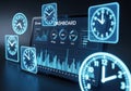 Dynamic data dashboard with real time analytics and clock elements for business insights Royalty Free Stock Photo