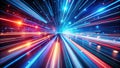 Dynamic Data Flow Abstract Visualizing Speed and Communication Through Light Streaks a BluetoRed Gradient on a Dark