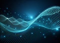 Dynamic Data Flow Visualization A Futuristic Illustration of Interconnected Particles and Lines on a Dark Background
