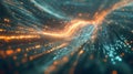 Dynamic data streams of vibrant light intertwine, creating an abstract visual representation of information flow Royalty Free Stock Photo