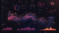 Dynamic data visualization dashboard displaying graphs and charts in dark mode for business analysis and reporting tools Royalty Free Stock Photo