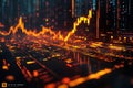 Dynamic data visualization of financial market trends with glowing graphs an Royalty Free Stock Photo