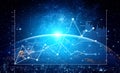 Dynamic Data Visualization of Global Financial Trends with a Glowing Earth and Starry Sky Representing Technology and Royalty Free Stock Photo
