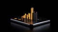 Dynamic data visualization with vibrant bars on a sleek device screen Royalty Free Stock Photo