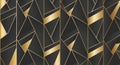 Deco inspired geometric pattern featuring sharp black triangles and golden yellow accent shapes with thin gold outlines Royalty Free Stock Photo