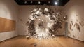 Dynamic Deconstruction, Exploding Wall Reveals Central Void. Generative Ai Royalty Free Stock Photo