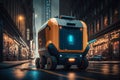 Dynamic Delivery Futuristic Delivery Robot in a Vibrant City