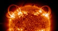 Solar Flare Eruption, Sun Surface Activity, Plasma Arcs in Space Royalty Free Stock Photo