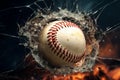 Dynamic design element Baseball breaking through a shattered window Royalty Free Stock Photo