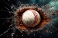 Dynamic design element Baseball breaking through a shattered window Royalty Free Stock Photo