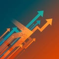 Dynamic digital artwork featuring an array of arrows pointing upward, creating a Royalty Free Stock Photo