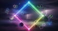 Futuristic neon portal framed by a lightning storm Royalty Free Stock Photo