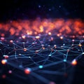 Dynamic digital backdrop 3D rendering, network lines, blockchain data Royalty Free Stock Photo